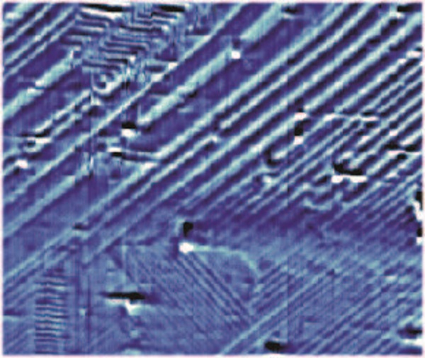 Sensitive magnetic imaging reveals stripy current flow at the interface between two oxides, which is related to the structure of strontium titanate.